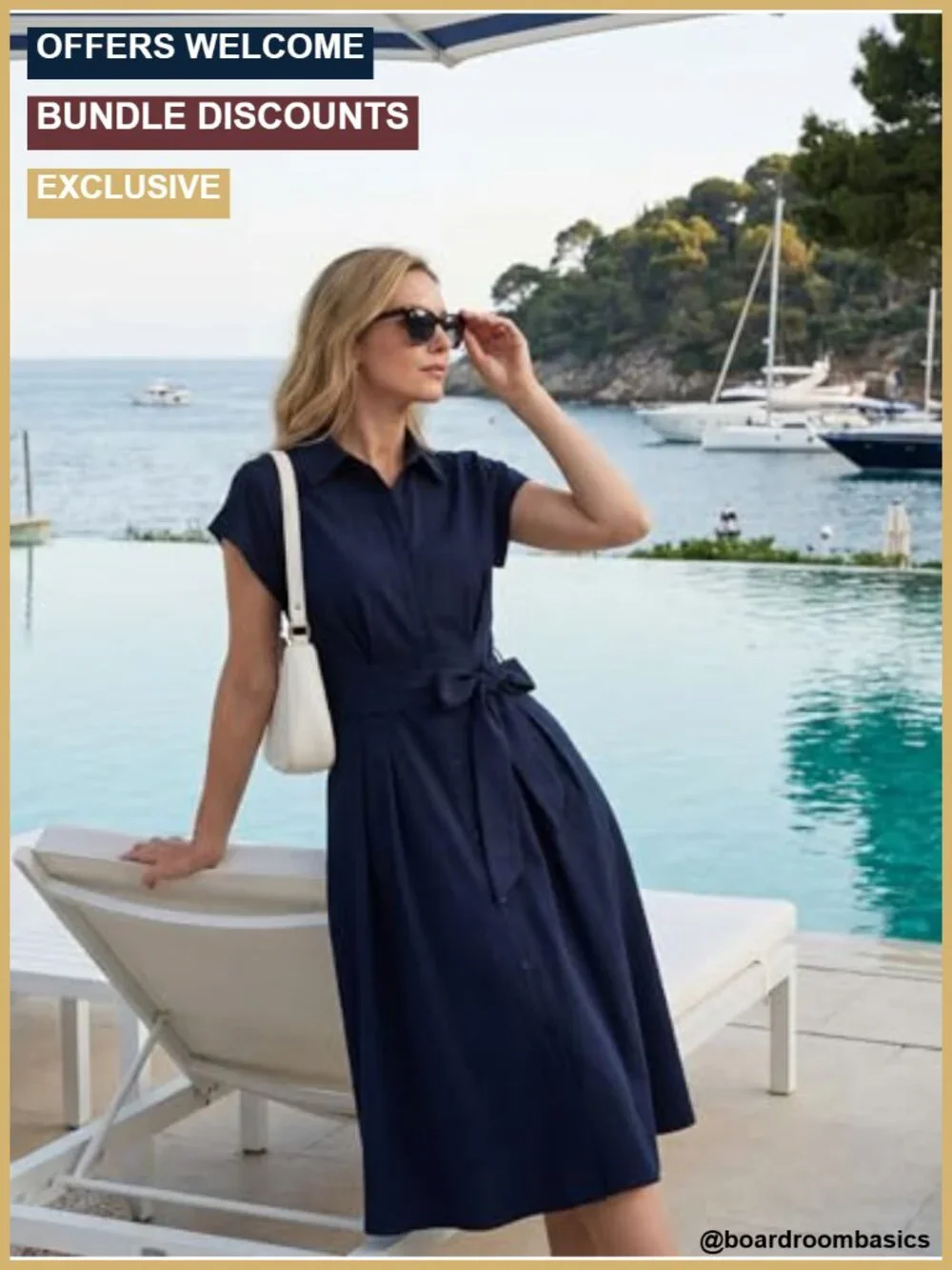 Women's Midi Shirt Dress V-Neck Cap Sleeve Fit-and-Flare with Pockets